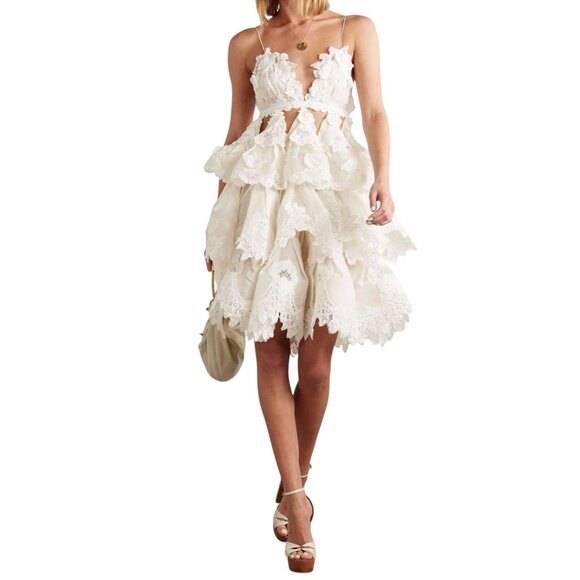 ZIMMERMANN  Crush Tiered Lace Mini Dress Size XS/S NEW - Picture 3 of 14